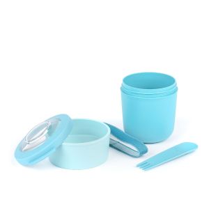 Amuse pojemnik na jogurt 2w1 ze sztućcem i gumką błękitny - image 2