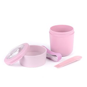 Amuse pojemnik na jogurt 2 w 1 ze sztućcem i gumką różowy - image 2