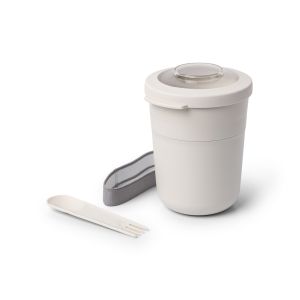 Amuse Pojemnik na jogurt 2w1 ze sztućcem i gumką beżowy - image 2