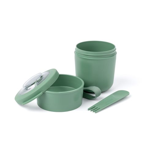 Amuse 2-in-1 yogurt container with cutlery - green - 2