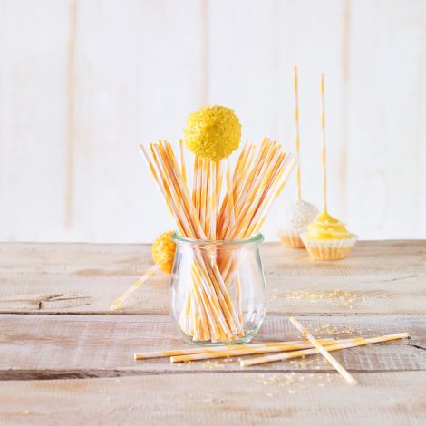 Patyczki do cake pops ORANGE STRIPS - 48 szt. papier / Birkmann - 2