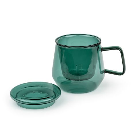Kubek szklany z zaparzaczem Livorno 290ml - zielony / Bredemeijer - 2
