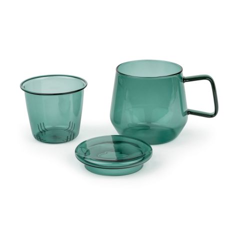 Kubek szklany z zaparzaczem Livorno 290ml - zielony / Bredemeijer - 3