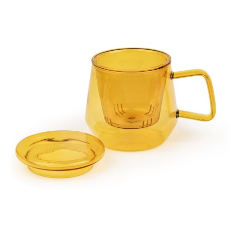 Kubek szklany z zaparzaczem Livorno 290ml - bursztynowy / Bredemeijer - 2
