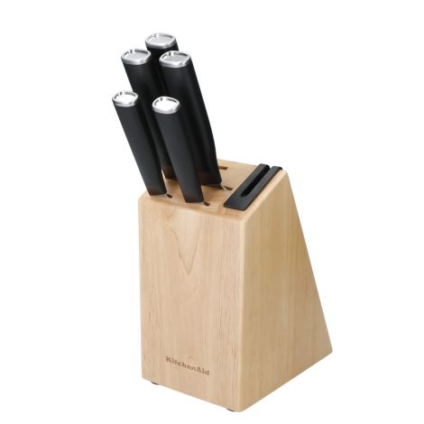 KitchenAid blok z 5 nożami i ostrzałką