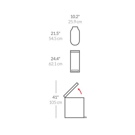 Kosz na śmieci 45L pedałowy SLIM - biały / simplehuman - 6