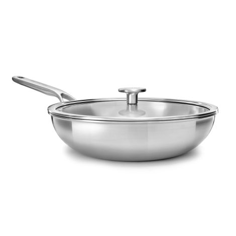 Wok z pokrywką 3-warstwowy, stalowy - 28 cm / KitchenAid