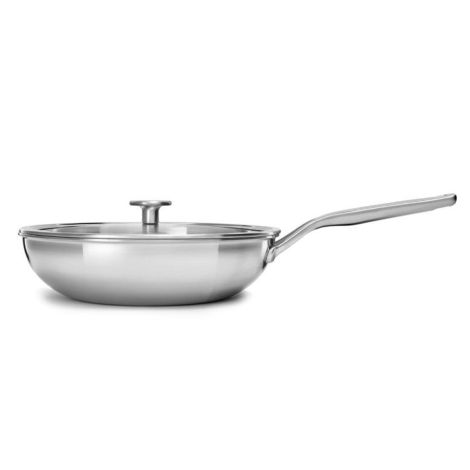 Wok z pokrywką 3-warstwowy, stalowy - 28 cm / KitchenAid - 2