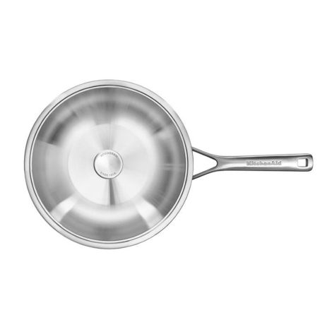 Wok z pokrywką 3-warstwowy, stalowy - 28 cm / KitchenAid - 3