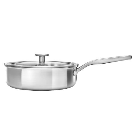 Głęboka patelnia z pokrywką 3-warstwowa, stalowa - 24cm / KitchenAid - 2