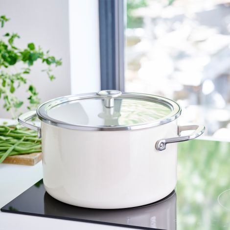 Garnek emaliowany z pokrywką 3,7L - kremowy / KitchenAid - 3