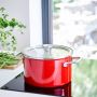 Garnek emaliowany z pokrywką 3,7L - czerwony / KitchenAid - 4