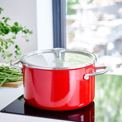 Garnek emaliowany z pokrywką 6L - czerwony / KitchenAid - 3